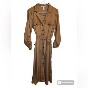 charolette russe tan button down dress NWOT
